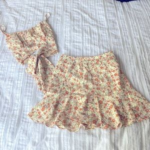 Two Piece Shein floral Skirt + Top set